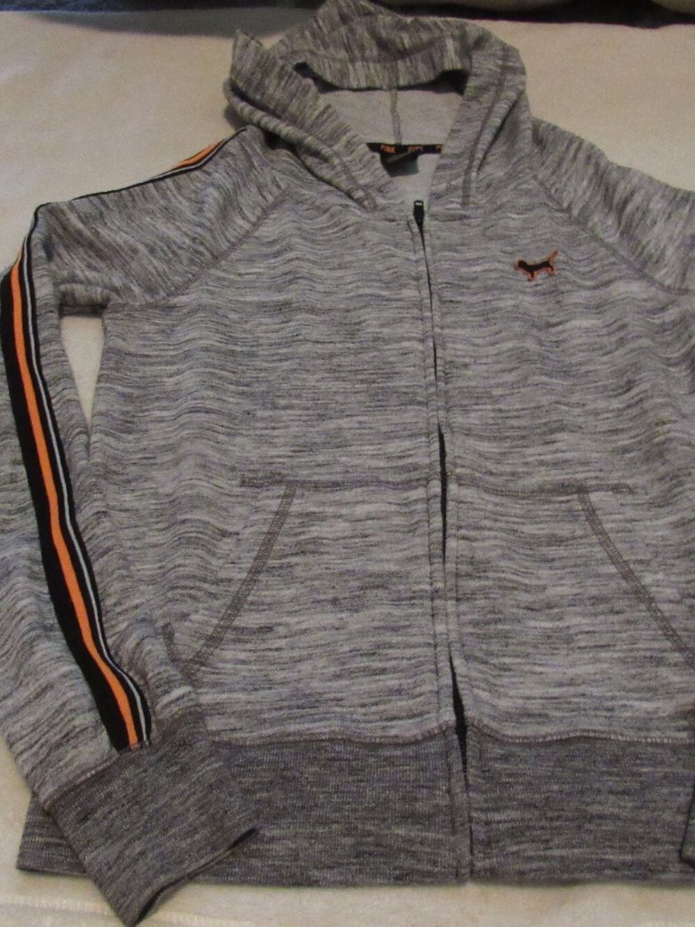 Victoria's Secret PNK Gray/Orange Hoodie Jacket Size XS USED